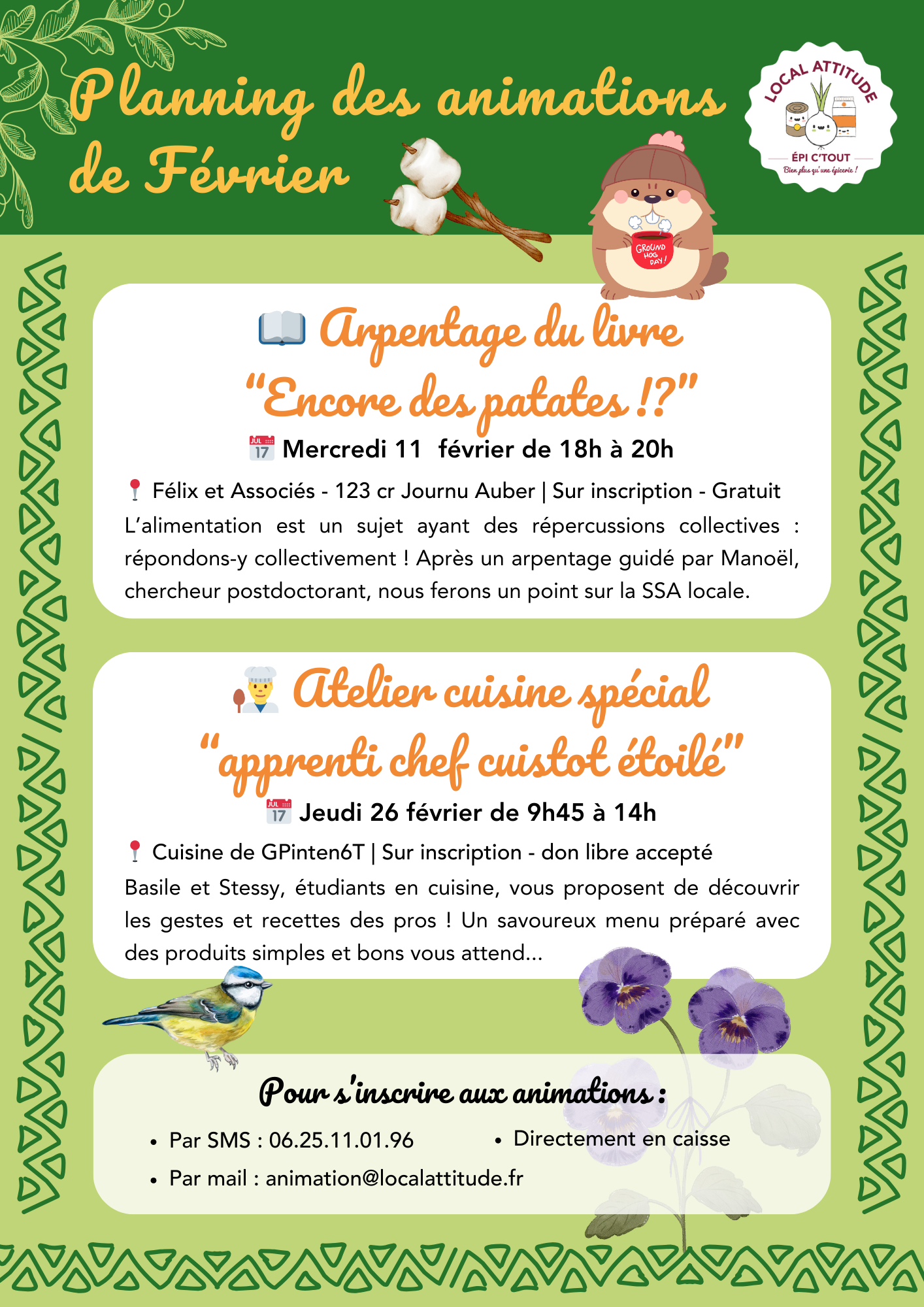 Planning des animations de Février 2026 à Local'Attitude