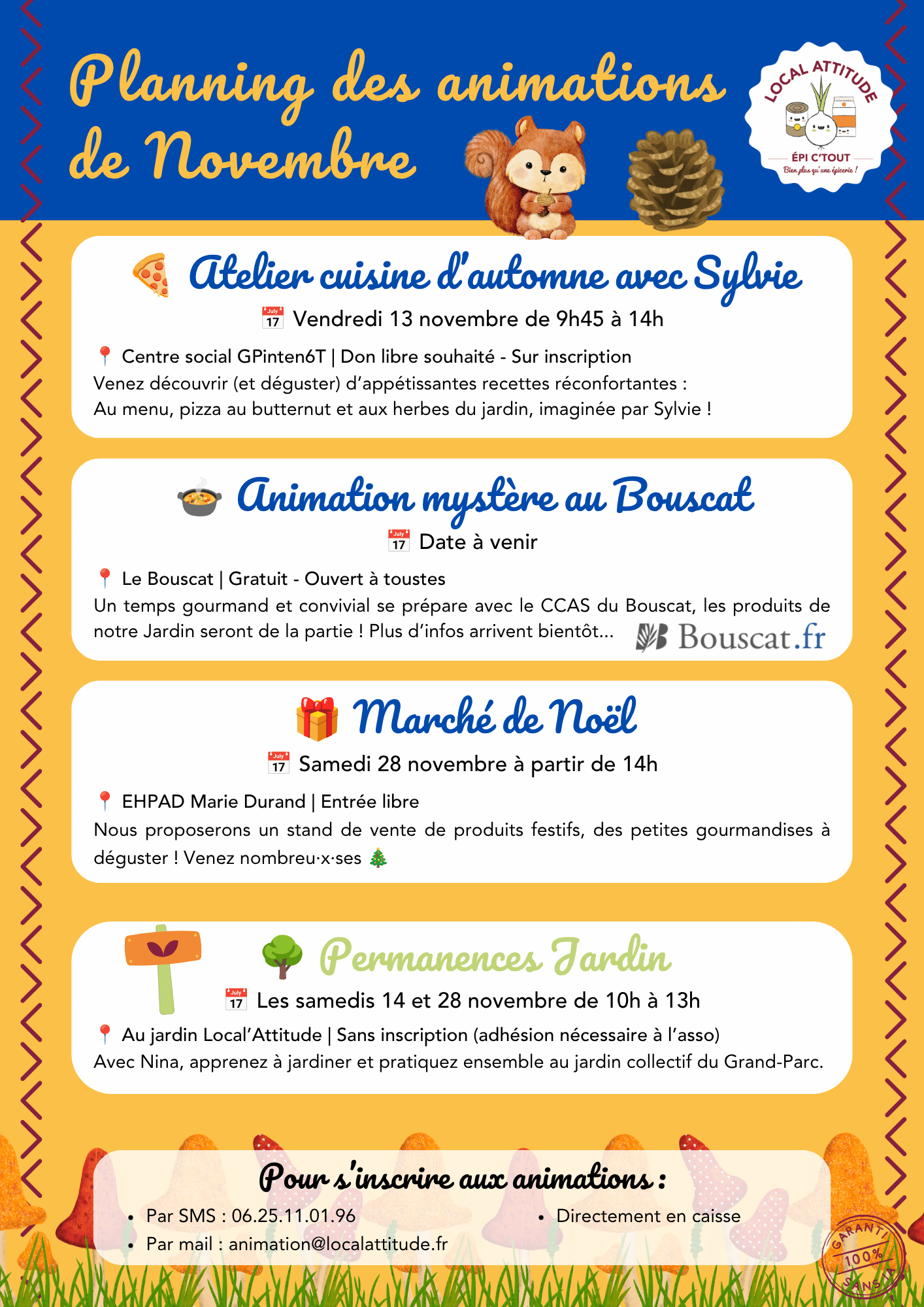 Planning des animations de Novembre 2026